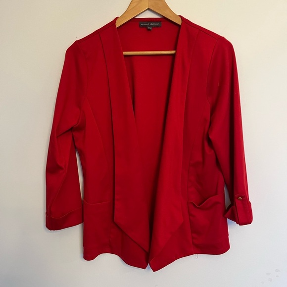 Classic edition Women's Red Open Front Blazer - Picture 2 of 5